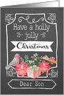 Dear Son, Holly Jolly Christmas, Bird, Poinsettia card