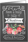 Sister and Boyfriend, Holly Jolly Christmas, Bird, Poinsettia card