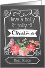 Dear Niece, Holly Jolly Christmas, Bird, Poinsettia card