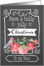 To my Twin, Holly Jolly Christmas, Bird, Poinsettia card