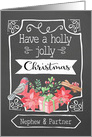 Nephew and his Partner, Holly Jolly Christmas, Bird, Poinsettia card