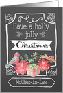 Mother-in-Law, Holly Jolly Christmas, Bird, Poinsettia card