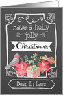 Dear In Laws, Holly Jolly Christmas, Bird, Poinsettia card