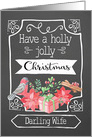 Darling Wife, Holly Jolly Christmas, Bird, Poinsettia card