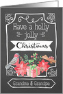 Grandma and Grandpa, Holly Jolly Christmas, Bird, Poinsettia card