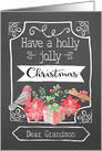 Dear Grandson, Holly Jolly Christmas, Bird, Poinsettia card