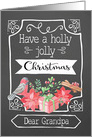 Dear Grandpa, Holly Jolly Christmas, Bird, Poinsettia card
