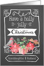 Granddaughter and her Husband, Holly Jolly Christmas, Bird, Poinsettia card