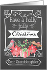 Dear Granddaughter, Holly Jolly Christmas, Bird, Poinsettia card