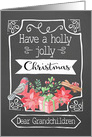 Dear Grandchildren, Holly Jolly Christmas, Bird, Poinsettia card