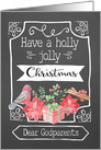 Dear Godparents, Holly Jolly Christmas, Bird, Poinsettia card