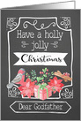 Dear Godfather, Holly Jolly Christmas, Bird, Poinsettia card