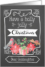 Dear Goddaughter, Holly Jolly Christmas, Bird, Poinsettia card