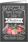 Dear Double Cousin, Holly Jolly Christmas, Bird, Poinsettia card