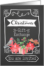 Christmas Gift Exchange, Invitation, Chalkboard Design card