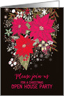 Christmas Open House Invitation, Poinsettias, Painting card