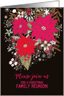 Christmas Family Reunion Invitation, Poinsettias, Painting card