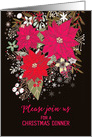 Christmas Dinner Invitation, Poinsettias, Painting card