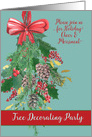 Christmas Tree Decorating Party, Invitation, Hanging Wreath, Painting card