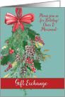 Christmas Gift Exchange, Invitation, Hanging Wreath, Painting card