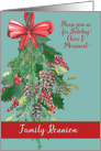 Christmas Family Reunion, Invitation, Hanging Wreath, Painting card