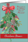 Christmas Dinner, Invitation, Hanging Wreath, Painting card