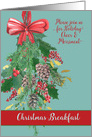 Christmas Breakfast, Invitation, Hanging Wreath, Painting card