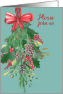Please join us, Business Invitation, Christmas, Hanging Wreath card