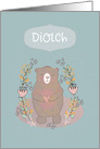 Thank You in Welsh, Diolch, Cute Bear, Illustration card