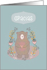 Thank You in Spanish, Gracias, Cute Bear, Illustration card