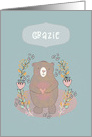 Thank You in Italien, Grazie, Cute Bear, Illustration card