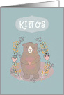 Thank You in Finnish, Kiitos, Cute Bear, Illustration card