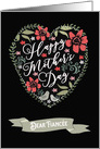 Fiancee, Happy Mother’s Day, Heart and Flowers card