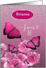 Customizable, Niece, Sweet 16, Birthday, Pink, Butterflies card
