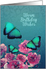 Warm Birthday Wishes, Elegant Butterflies and Roses card