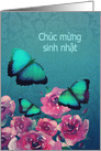 Vietnamese, Happy Birthday, Butterflies and Roses card