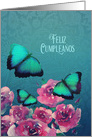 Spanish, Feliz Cumpleaos, Happy Birthday, Butterflies and Roses card