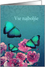 Slovenian, Happy Birthday, Butterflies and Roses card