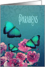 Parabns, Portuguese, Happy Birthday, Butterflies and Roses card