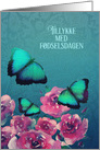 Happy Birthday in Danish, Butterflies, Flowers card