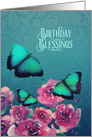 Birthday Blessings, Christian, Scripture, Butterflies, Flowers card