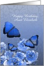 Customizable, Birthday, Blue Roses and Blue Butterflies card