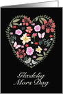 Happy Mother’s Day in Danish, Gldelig Mors Dag, Heart and Flowers card