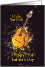Uncle, You Rock, Happy 1st Father’s Day, Gold-Effect, Guitar card
