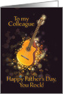 To my Colleague, You rock, Happy Father’s Day, Gold-Effect, Guitar card