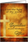 Congratulations, Installation, Pastor, Light, Gold-Effect card