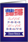 Dear Niece, Happy 4th of July, Stars and Stripes card