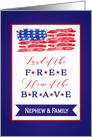 Nephew and Family, Happy 4th of July, Stars and Stripes card