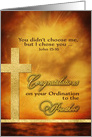 Congratulations, Ordination Priesthood, Cross, Scripture, Gold-Effect card