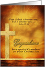 To my Grandson, Congratulations, Ordination, Scripture, Gold-Effect card